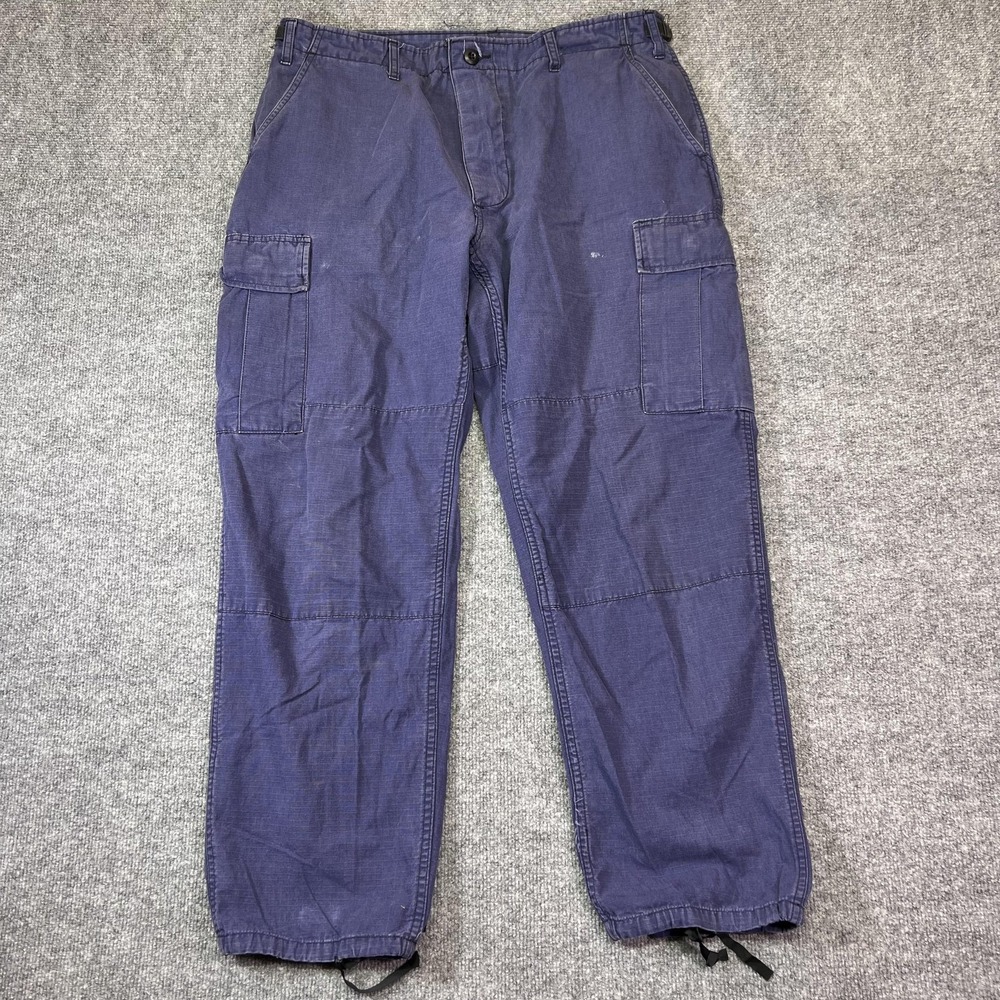 Army Cargo Pants Mens Large Blue Ripstop Relaxed Fit Casual BDU Workwear
